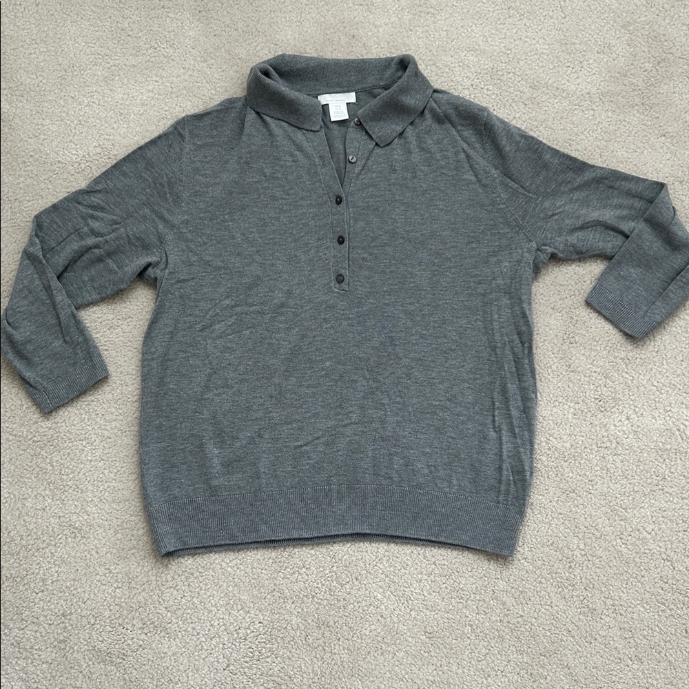 H&M Grey V-Neck Polo Sweater